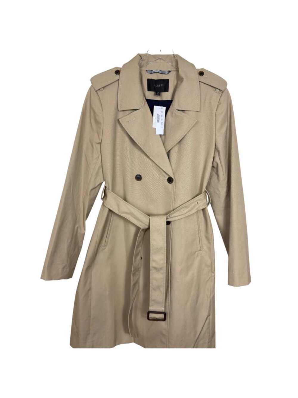NWT J.Crew Icon Trench Coat Vintage Khaki Double Breasted Belted Size 14 - Picture 7 of 15
